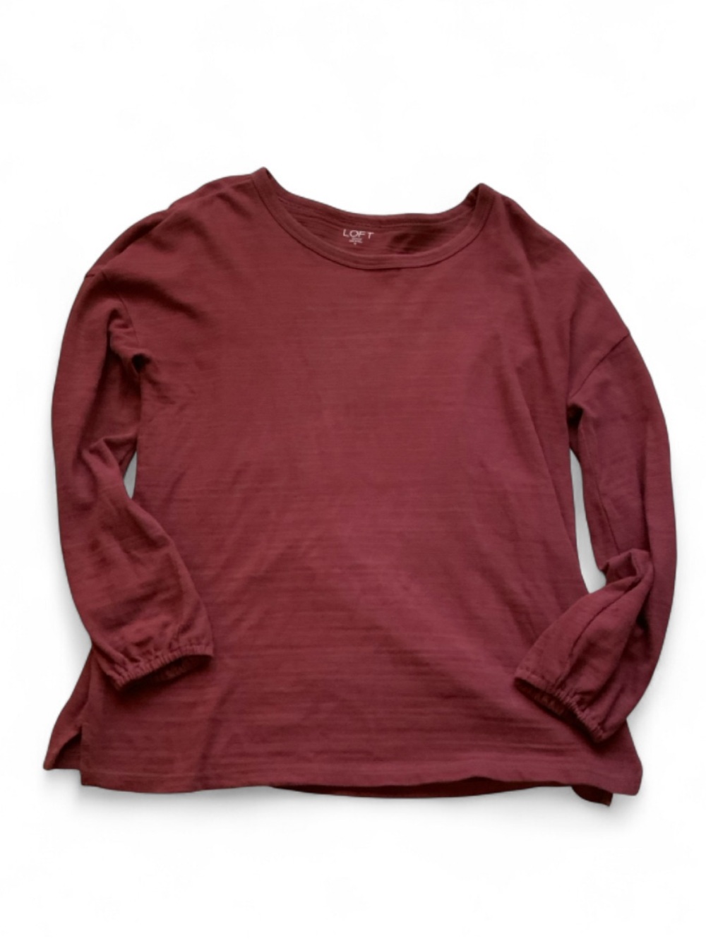 LOFT Outlet Burgundy Long Sleeve Crewneck Tee Women's Medium